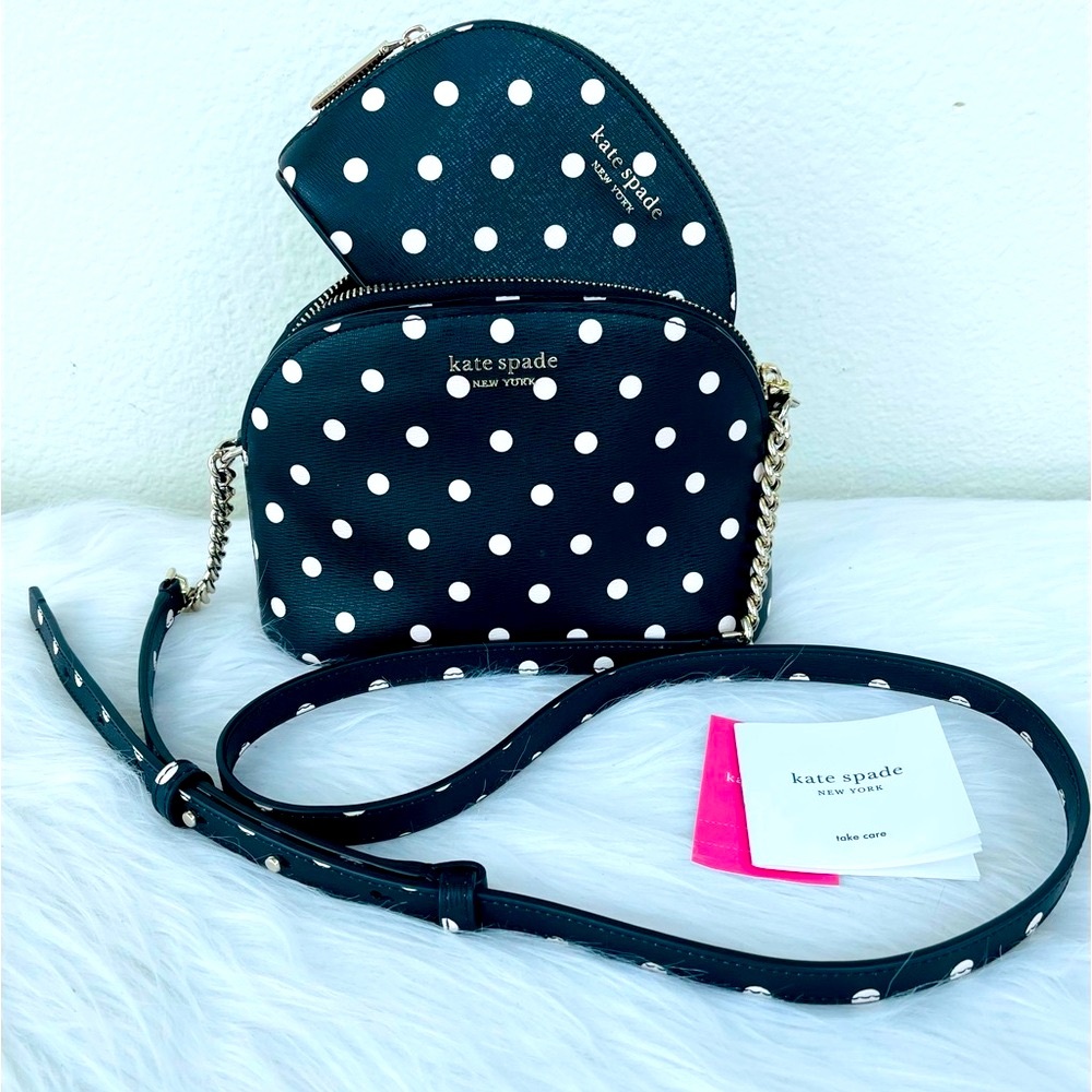 New! SET of Kate Spade Spencer Sunshine Dot Small Dome Crossbody + Cosmetic Dome